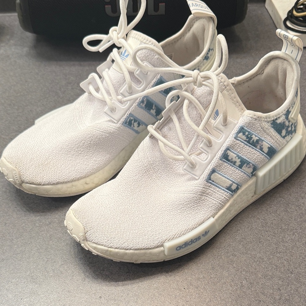 Adidas NMD R1 White with Light Blue Accents